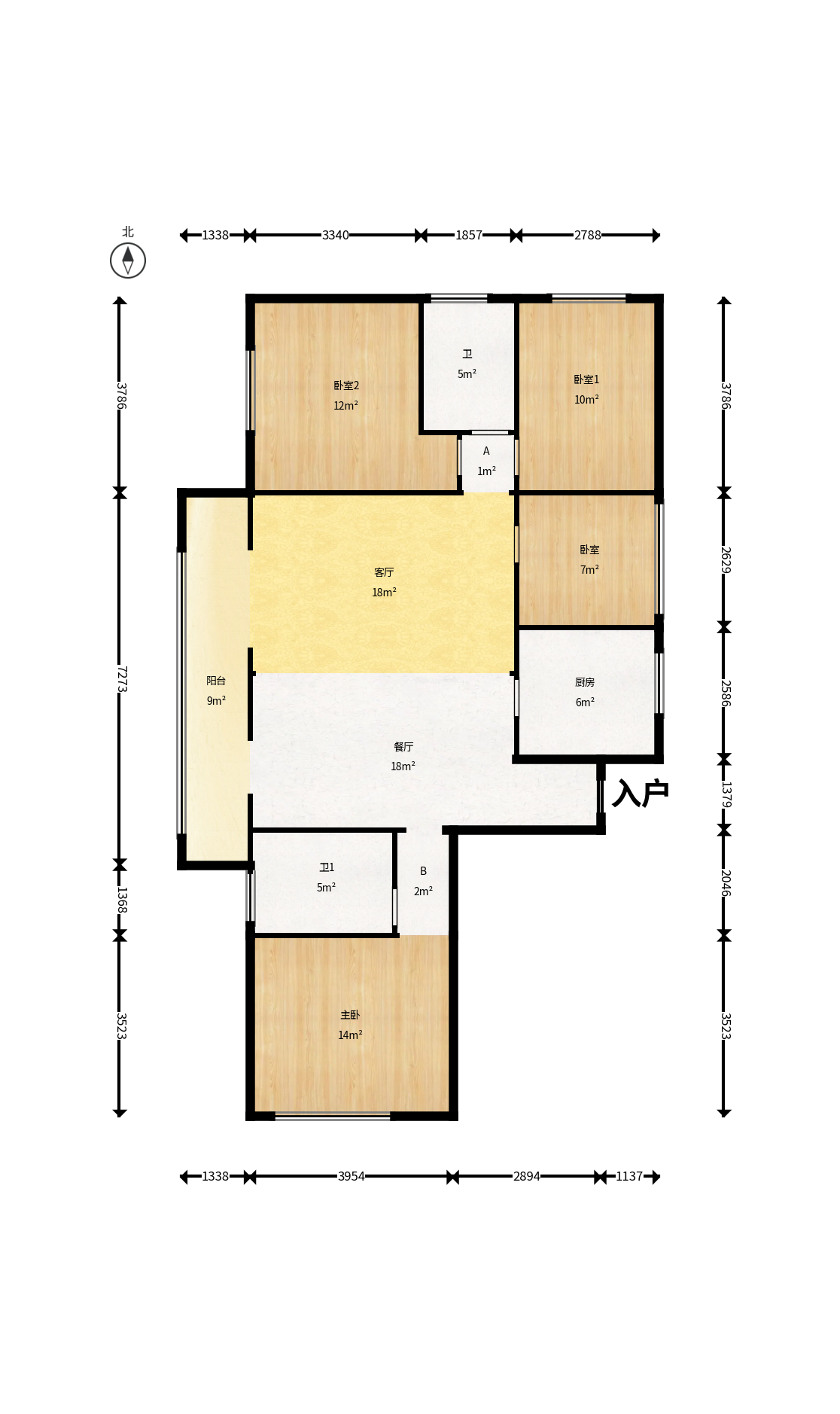 三一街区  4室2厅2卫   75.00万户型图