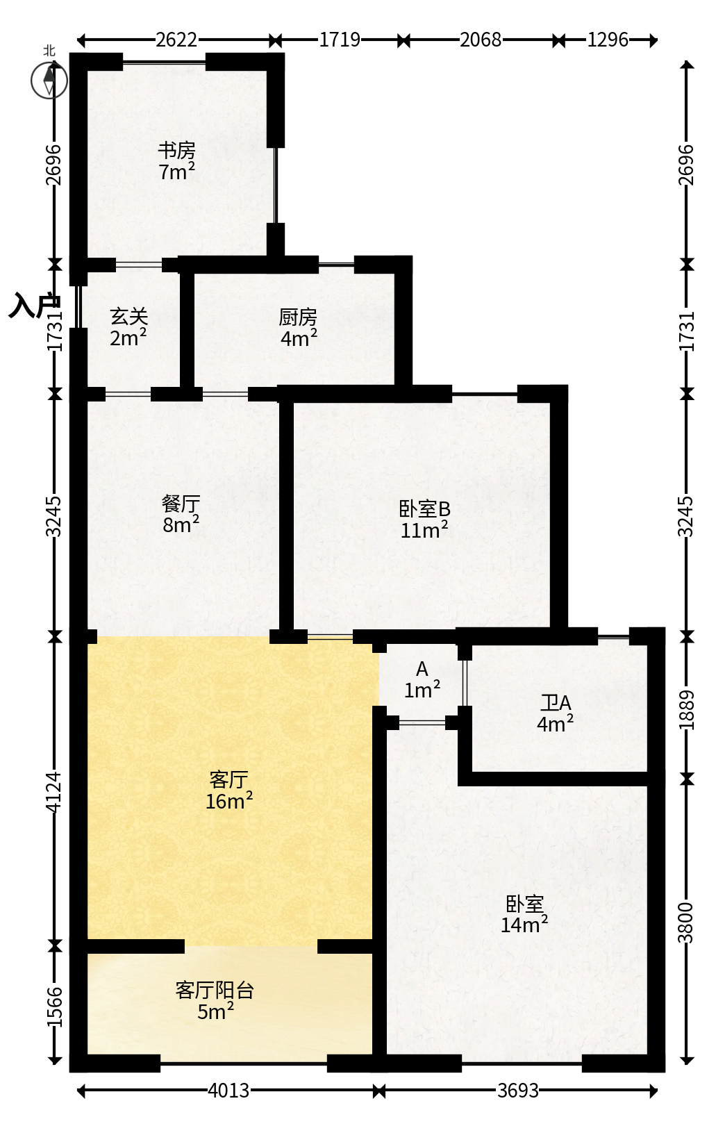 旭辉藏郡（藏郡、旭湘华府)  3室2厅1卫   258.00万户型图