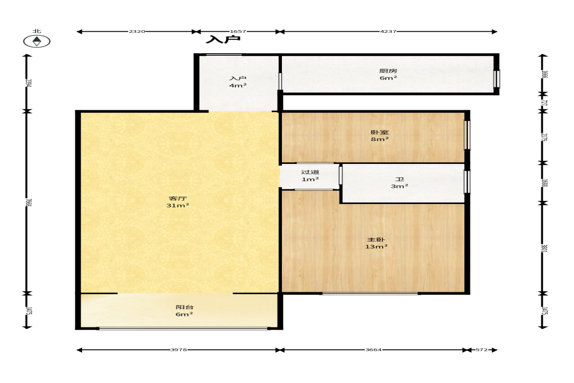 卧龙居国际村 2室1厅1卫 51.0万 卧龙居国际村 2室1厅1卫 51.0万户型图