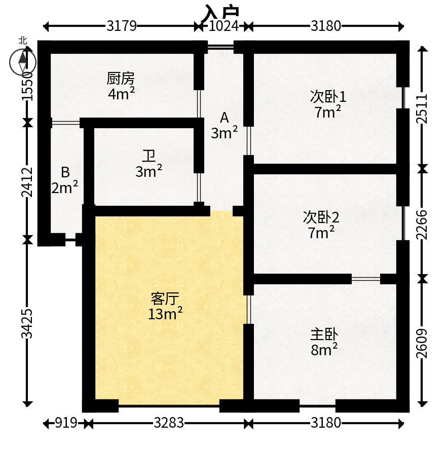 华润五彩城  1室1厅1卫   52.80万户型图