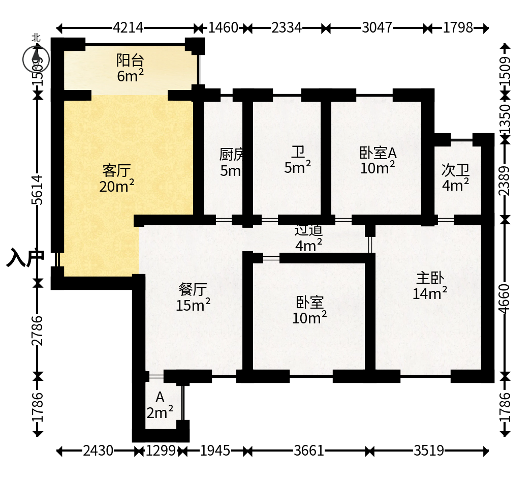 时代星城  3室2厅2卫   65.80万户型图
