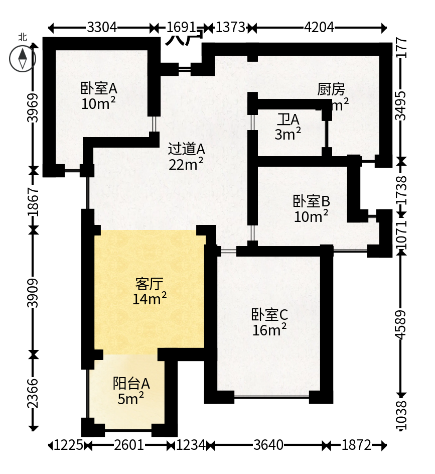 欧莱雅郡  3室2厅1卫   75.00万户型图