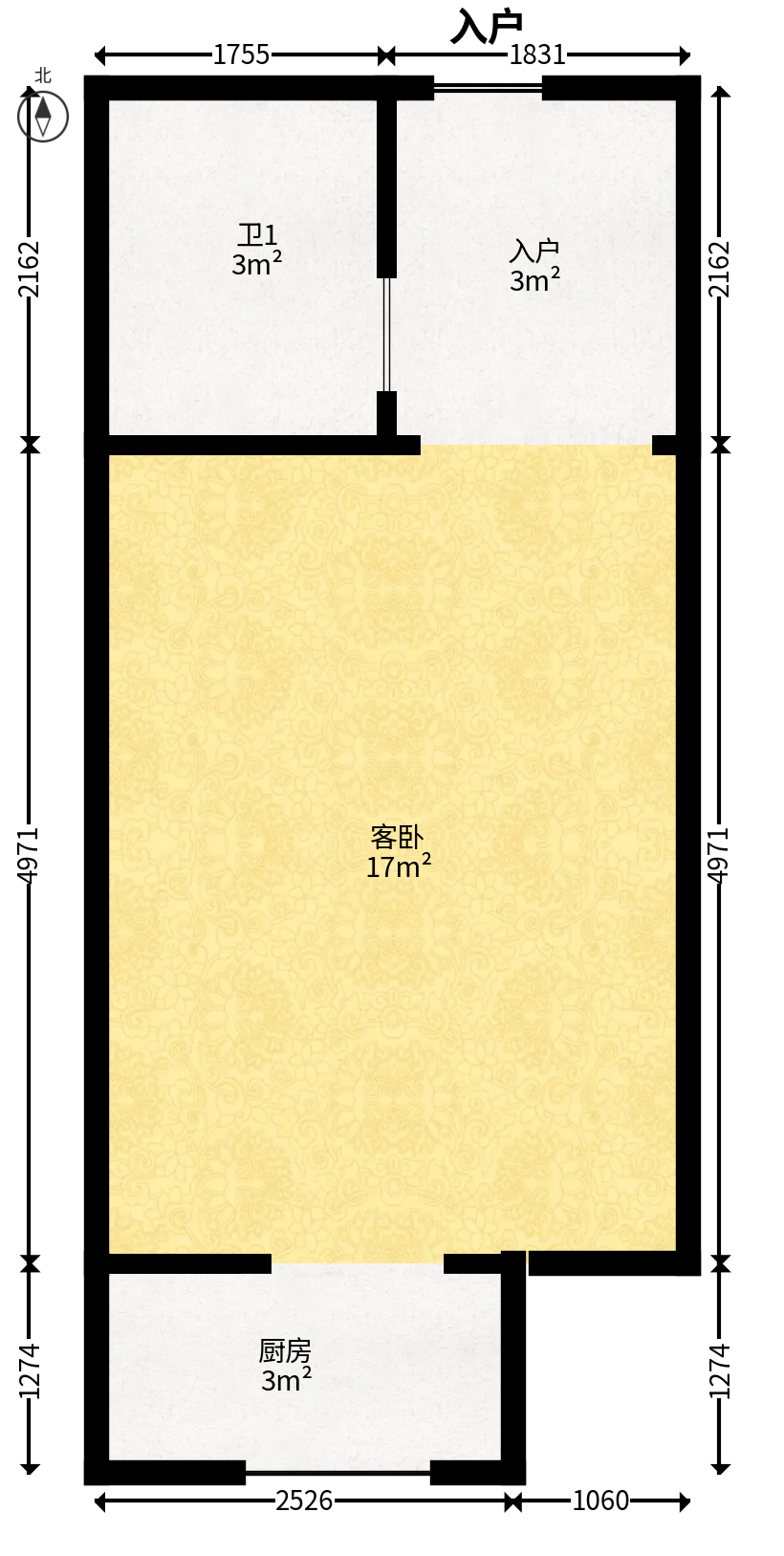 明昇壹城（明昇时代广场）二期  1室1厅1卫   48.00万户型图