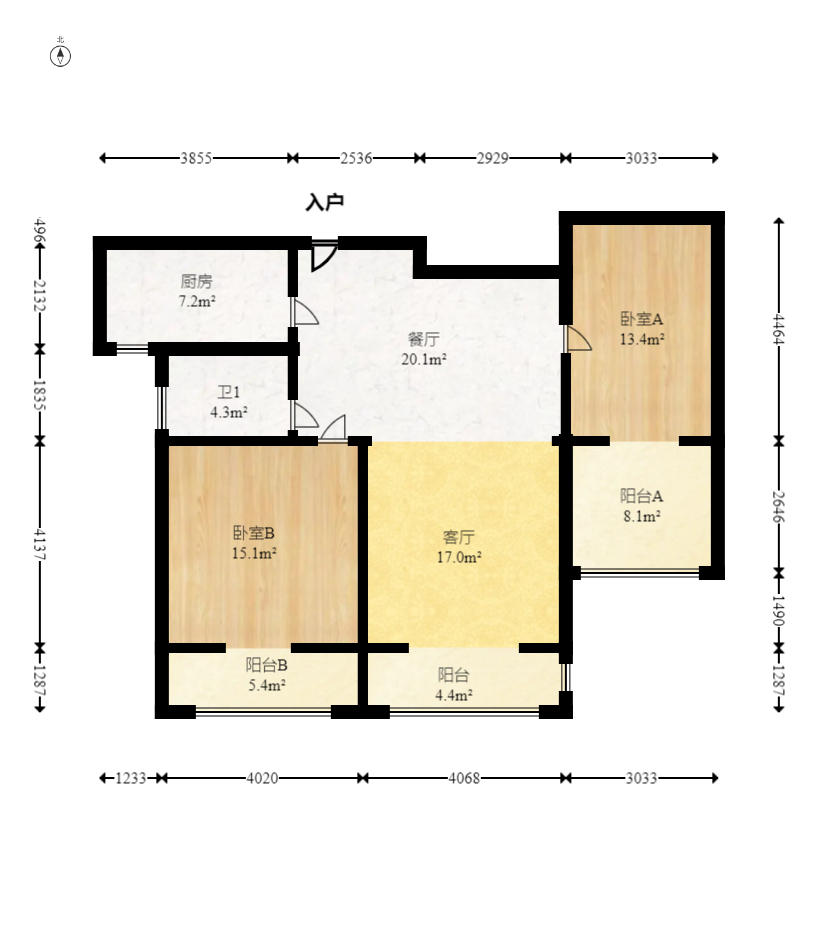 中建麓山和苑  3室2厅1卫    57.0万户型图