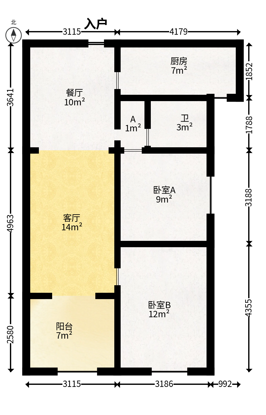 宜家湘颂（景致雅苑）  2室1厅1卫   65.00万户型图