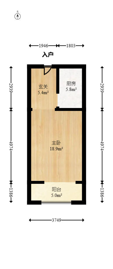 美林银谷  1室1厅1卫   35.00万户型图
