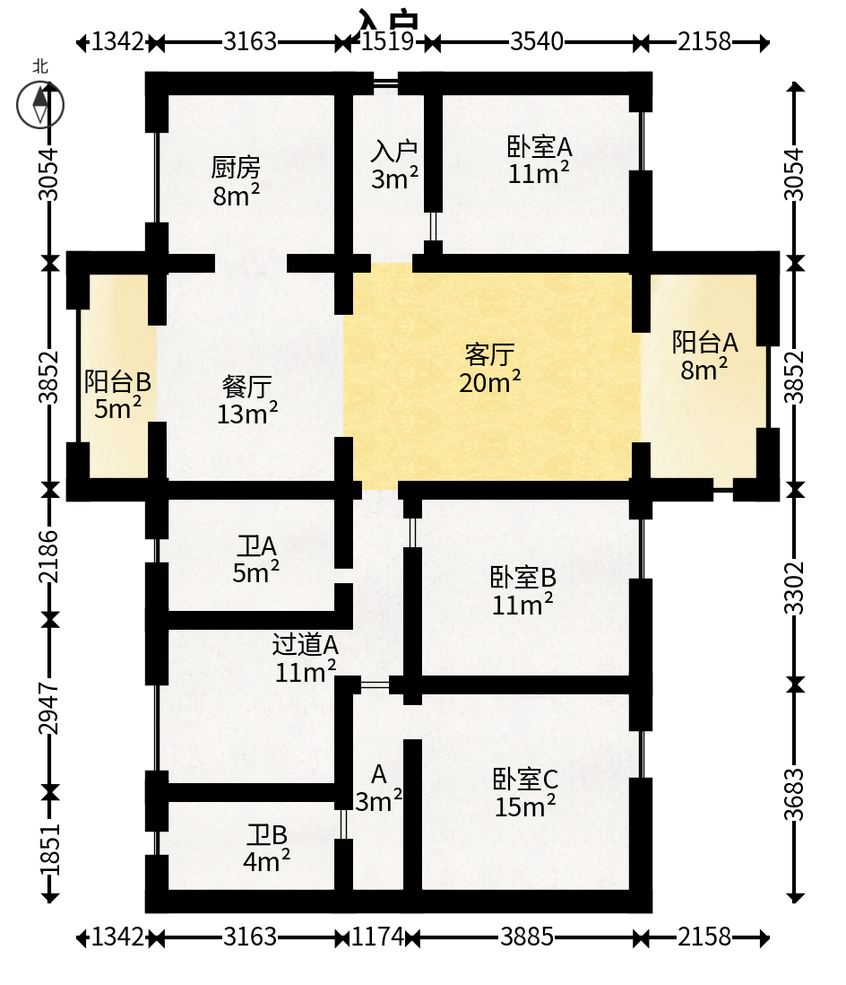 万科魅力之城锋镜里  4室2厅2卫   206.00万户型图