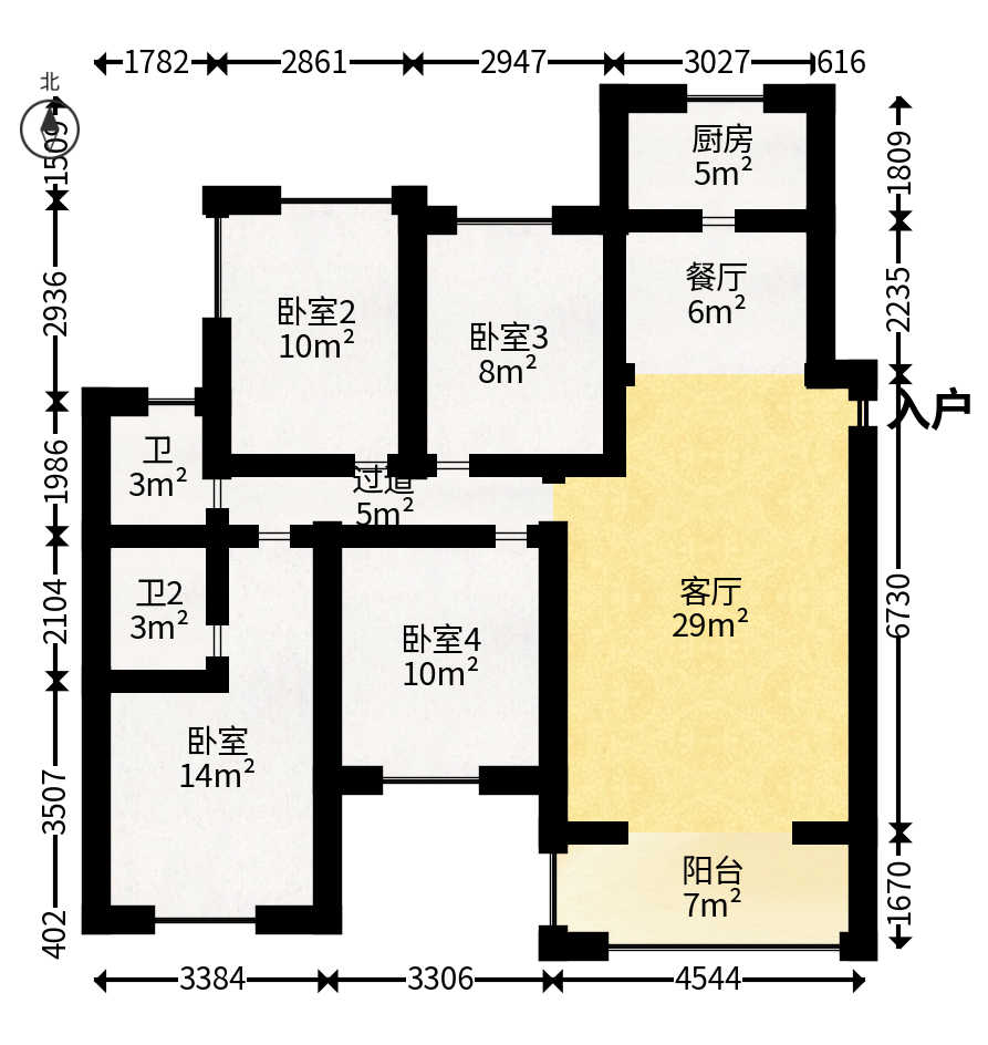 通号岭绣苑  4室2厅2卫   86.00万户型图