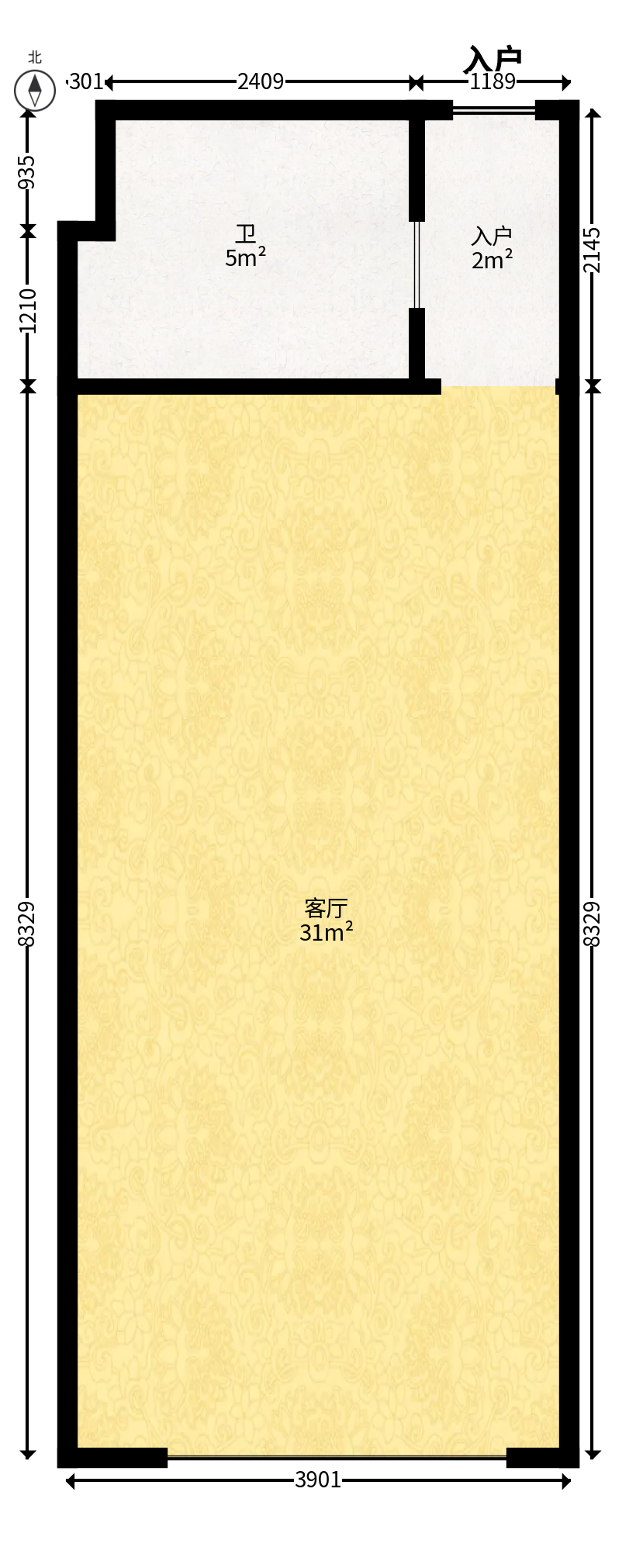 昊天大厦  1室1厅1卫   48.00万户型图