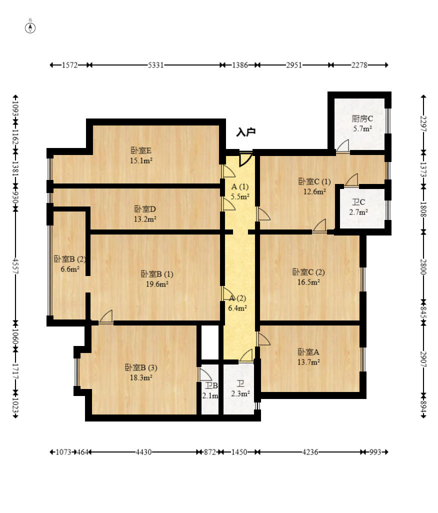 麓阳和景雅苑  4室2厅1卫   113.00万户型图