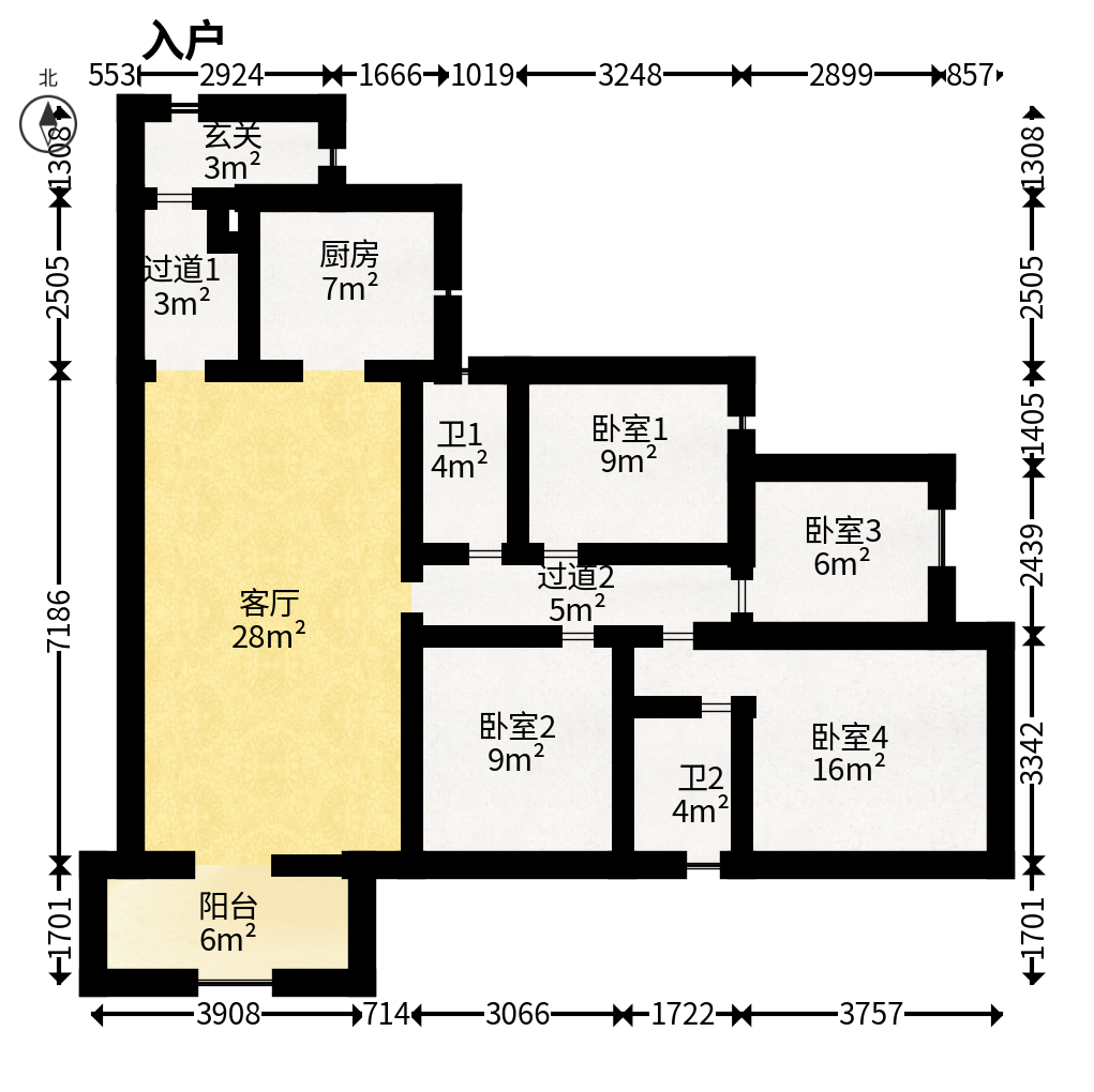 时代倾城.时代遇见  4室2厅2卫   115.80万户型图