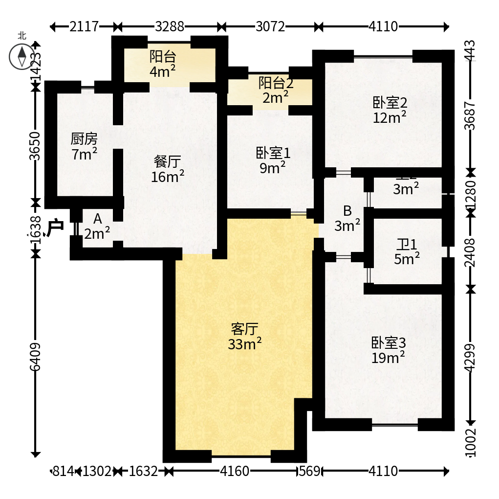 文景领秀  3室2厅2卫   118.00万户型图