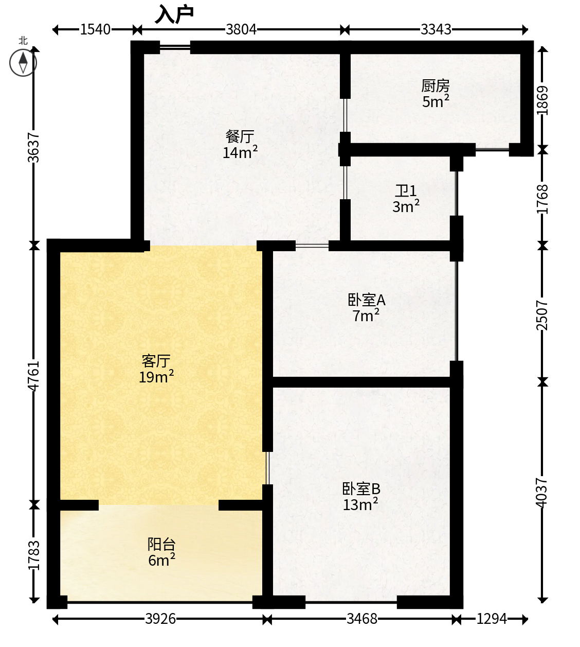 洋湖时代  3室2厅1卫   69.00万户型图