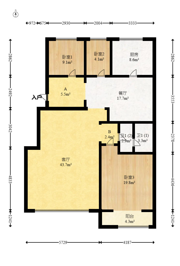 美林景园  6室2厅3卫    170.0万户型图