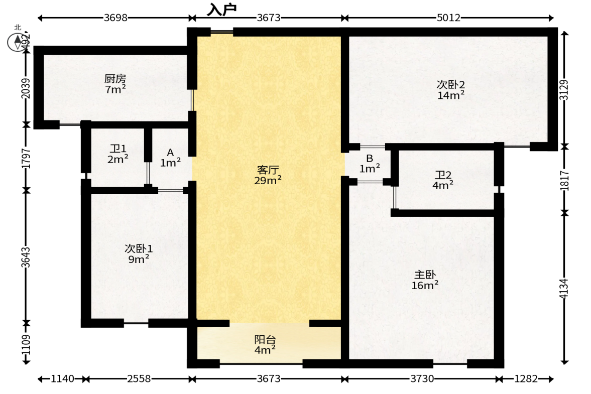 中建悦和城  3室2厅1卫   118.00万户型图