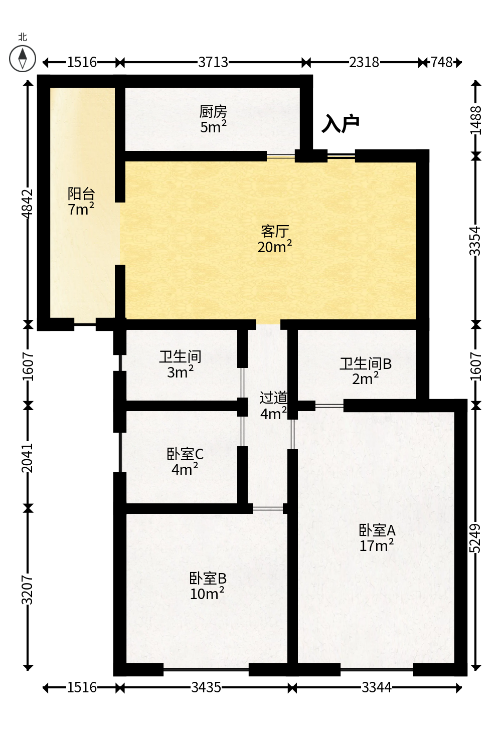 西子湖畔沃府  3室2厅1卫   115.00万户型图