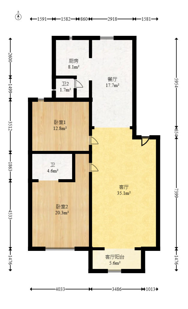 大为农博嘉园  5室2厅3卫    120.0万户型图