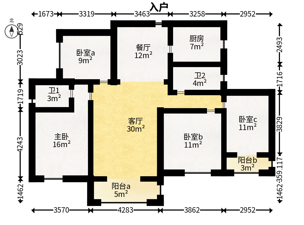 润和美郡（润和紫郡五期）  4室2厅2卫   115.00万户型图