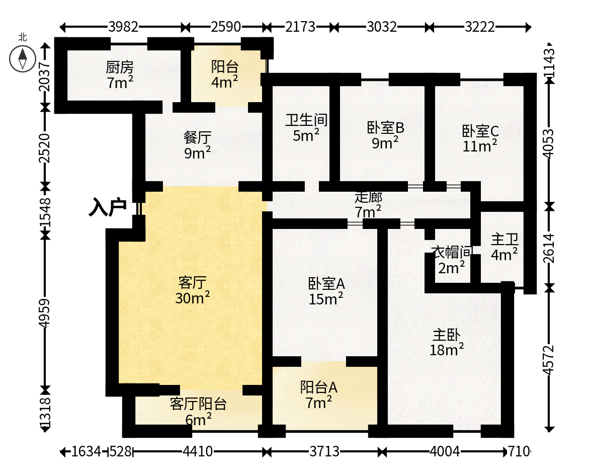 保利花园  4室2厅2卫   165.00万户型图