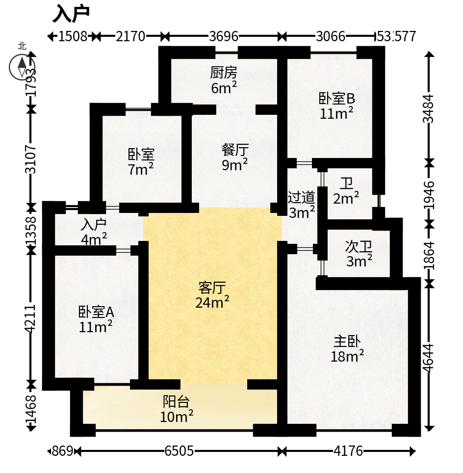中梁星都荟  4室2厅2卫   95.00万户型图