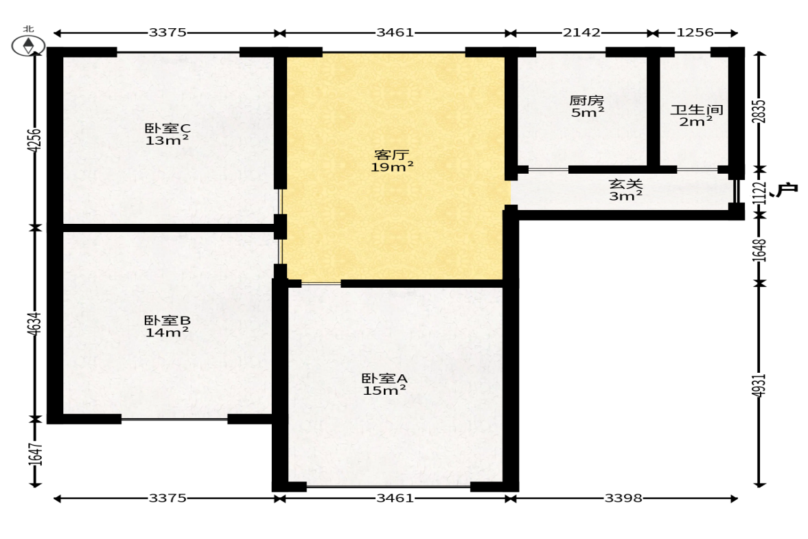 牛婆塘社区  3室1厅1卫    54.48万户型图