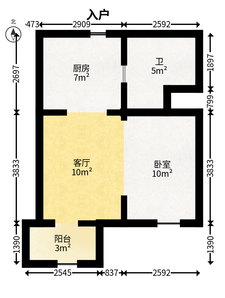 奥林匹克花园贡院三期  1室1厅1卫   35.00万户型图