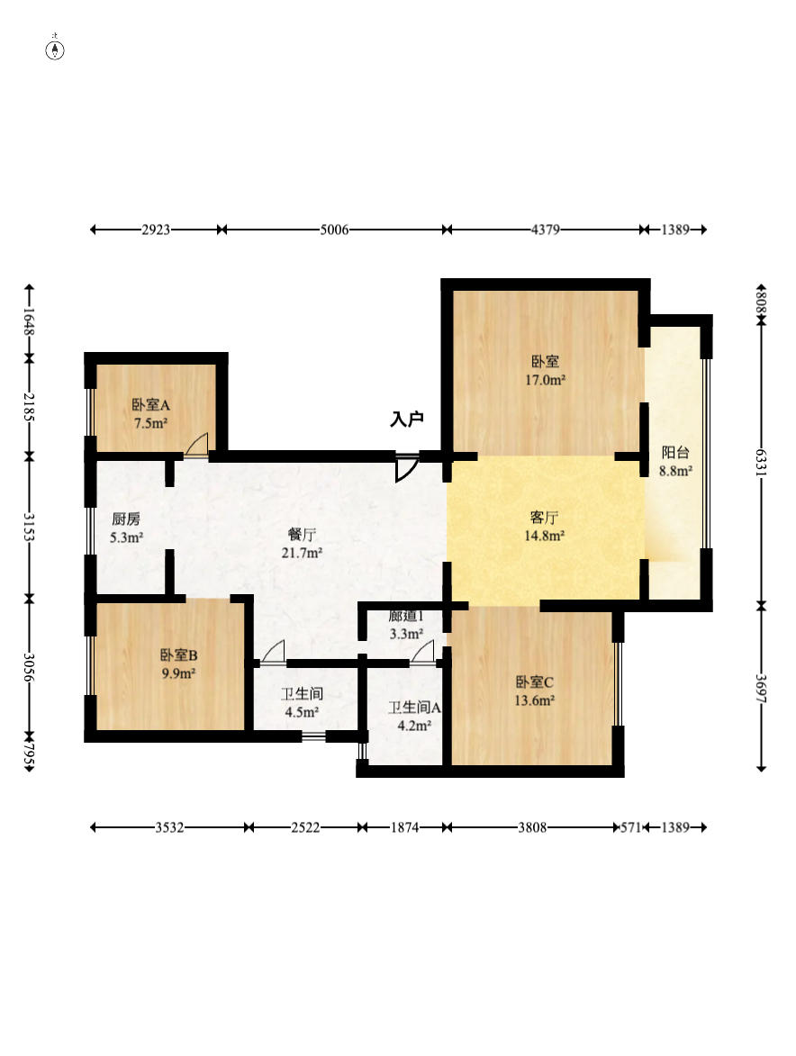 建发电建江山悦  4室2厅2卫   169.00万户型图