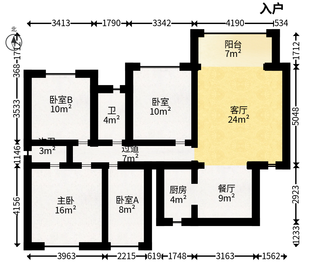 楚天世纪城东苑  4室2厅2卫   72.80万户型图