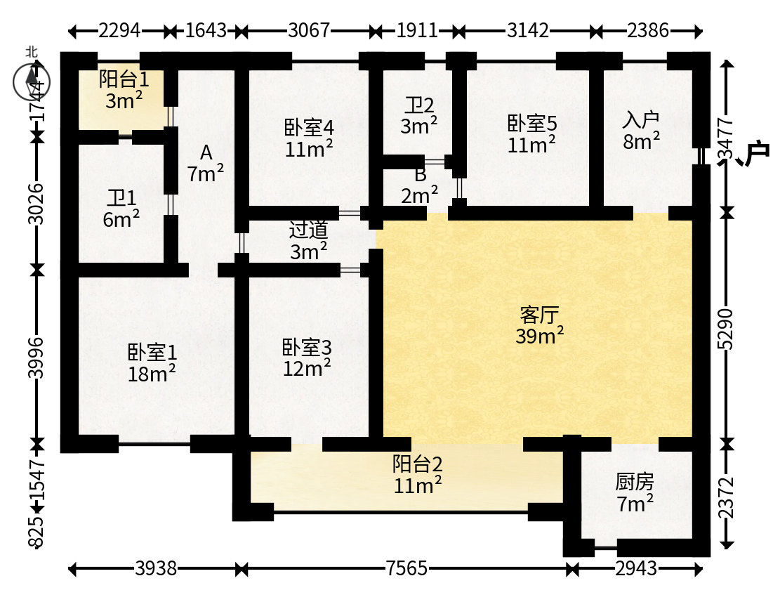 荣悦台  4室2厅2卫   225.00万户型图
