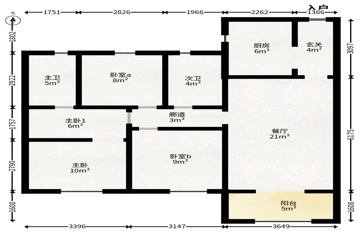 招商华发依云曦城  3室2厅2卫   110.00万户型图