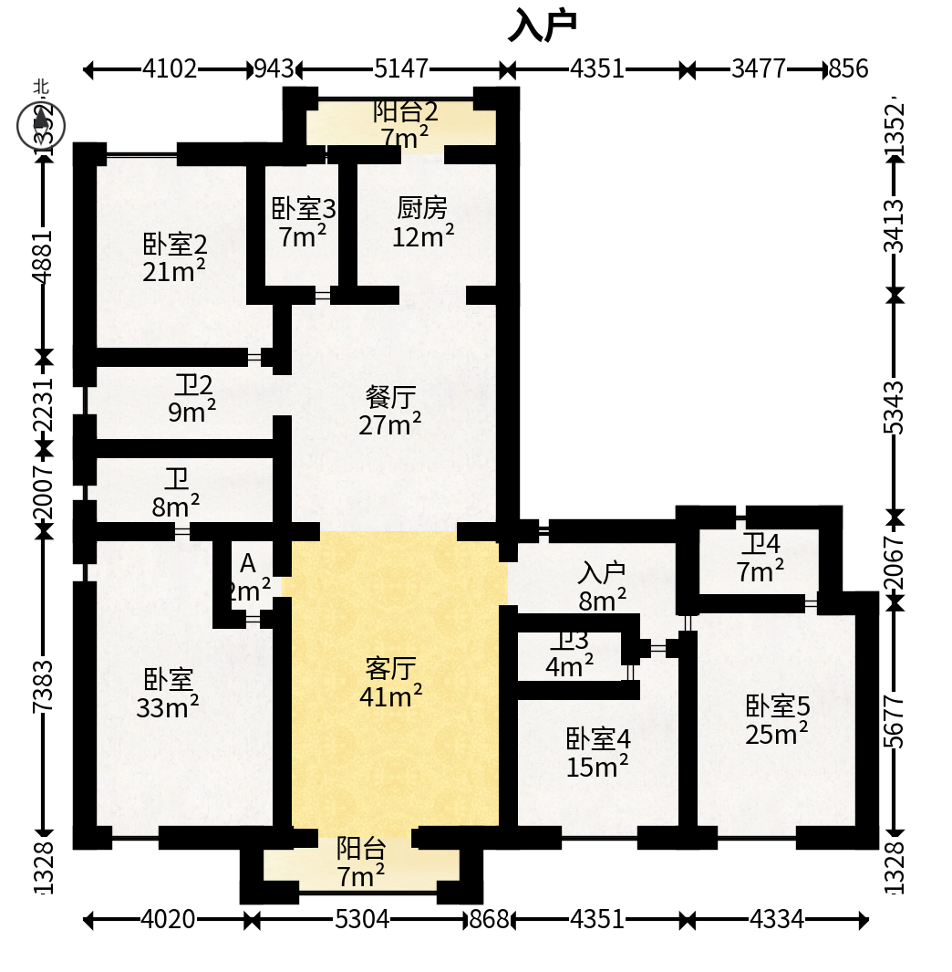 岳麓壹号  4室2厅2卫   309.80万户型图