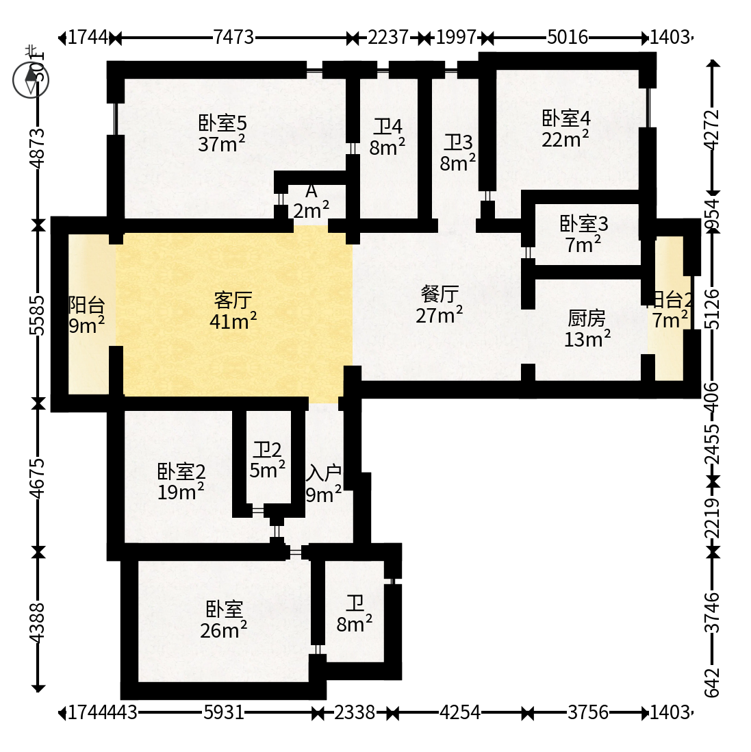 岳麓壹号  5室2厅2卫   309.80万户型图