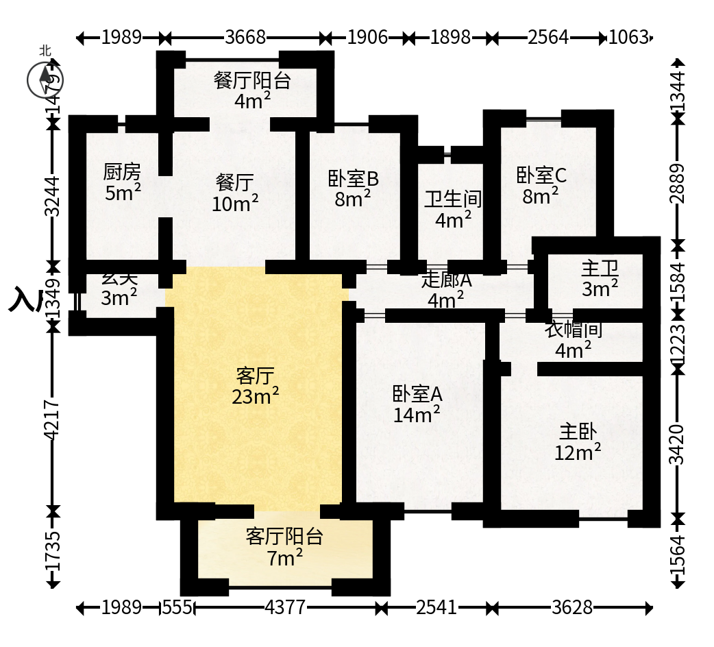 大唐印象三期御玺  4室2厅2卫    139.88万户型图