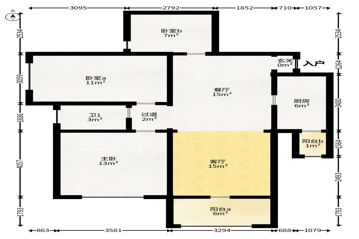 富基世纪公园  3室2厅1卫    55.0万户型图