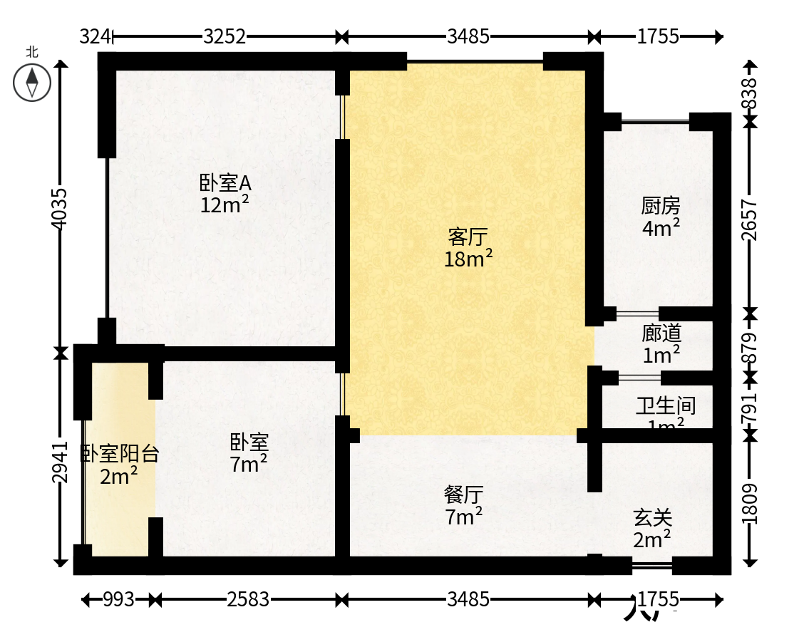 湘熙水郡（观澜海赋家园）  2室1厅1卫   65.80万户型图
