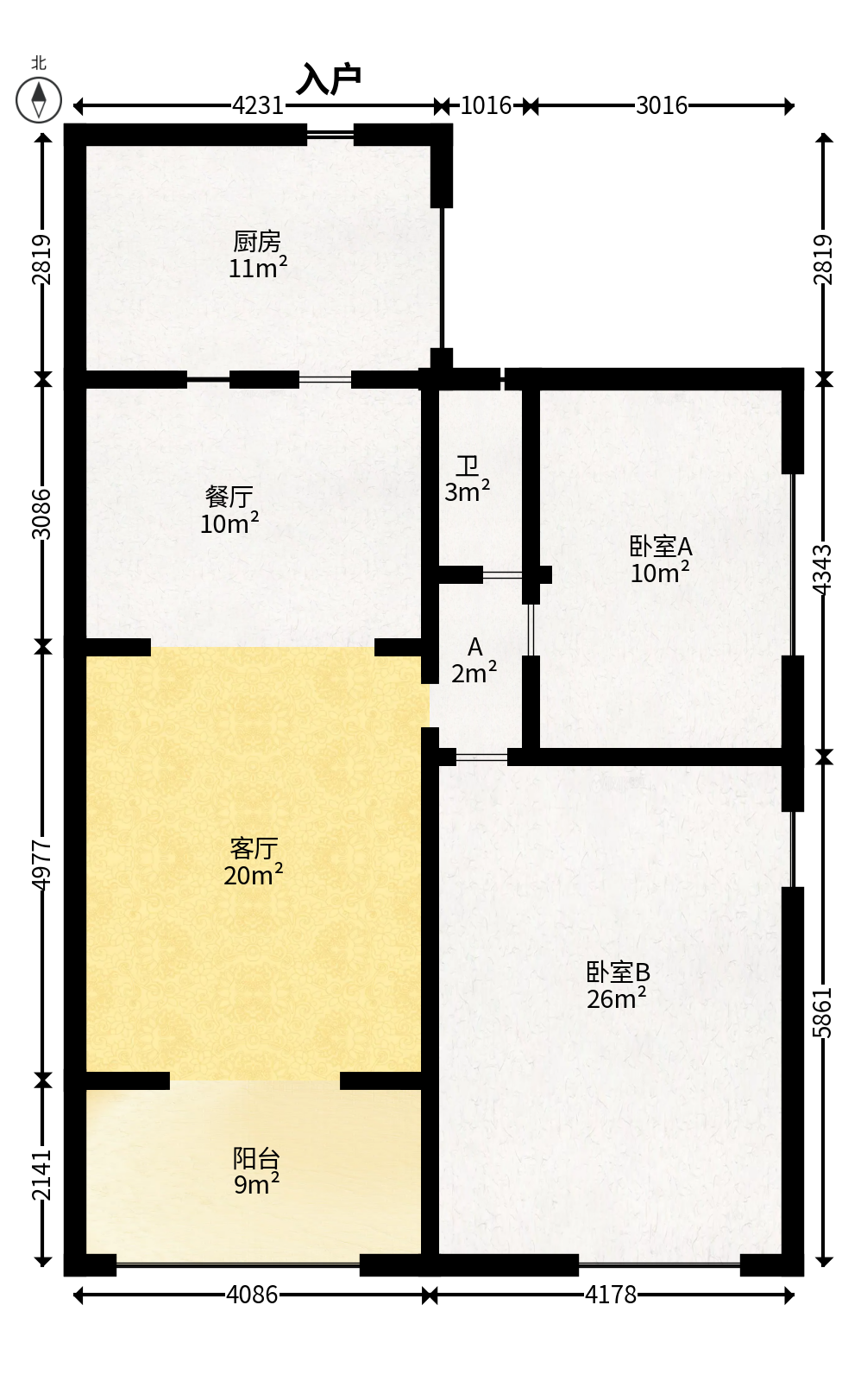 藏珑湖上国际花园  2室1厅1卫   95.00万户型图