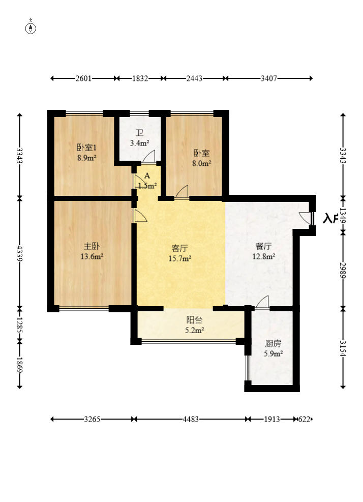 花样年华  3室2厅1卫   63.80万户型图