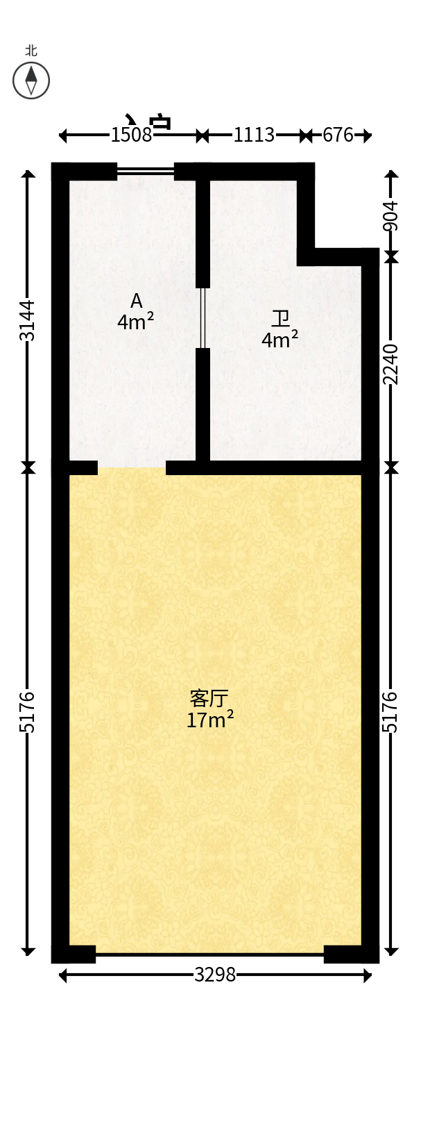 达美D6区  1室1厅1卫   22.00万户型图