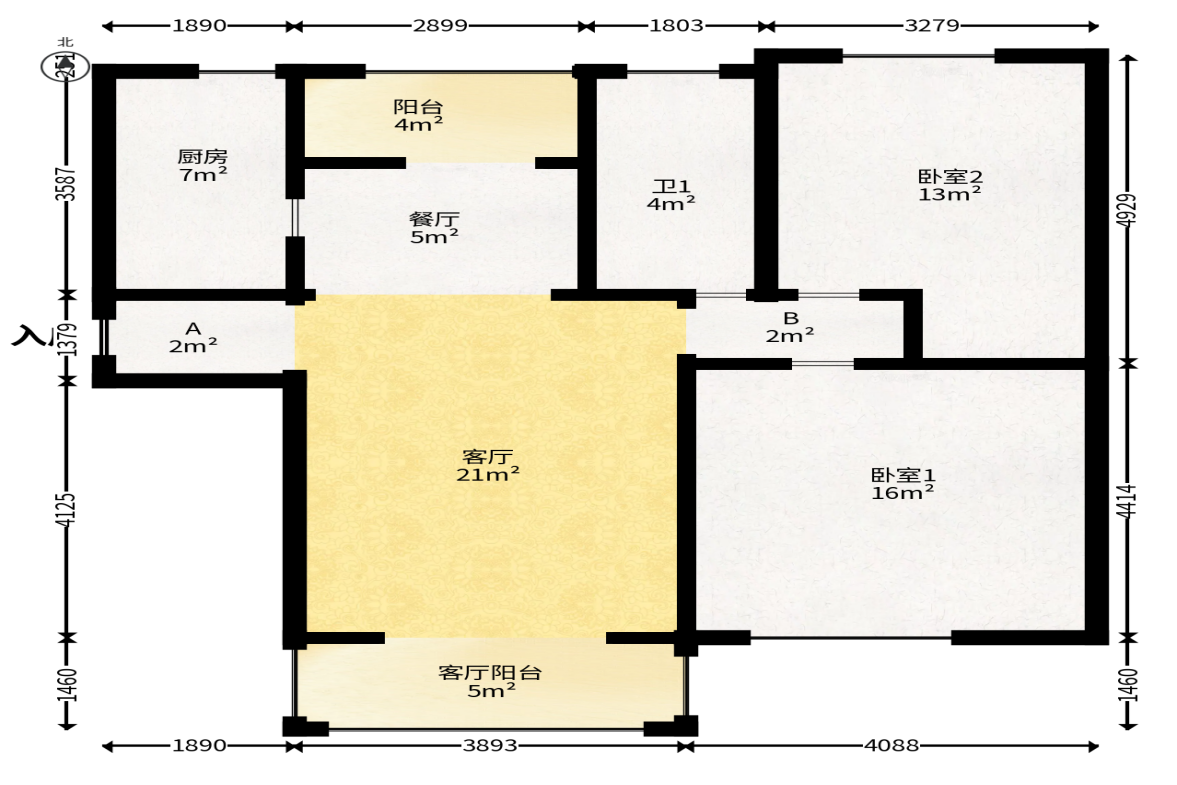 鑫远湘府逸园  3室2厅1卫   82.00万户型图
