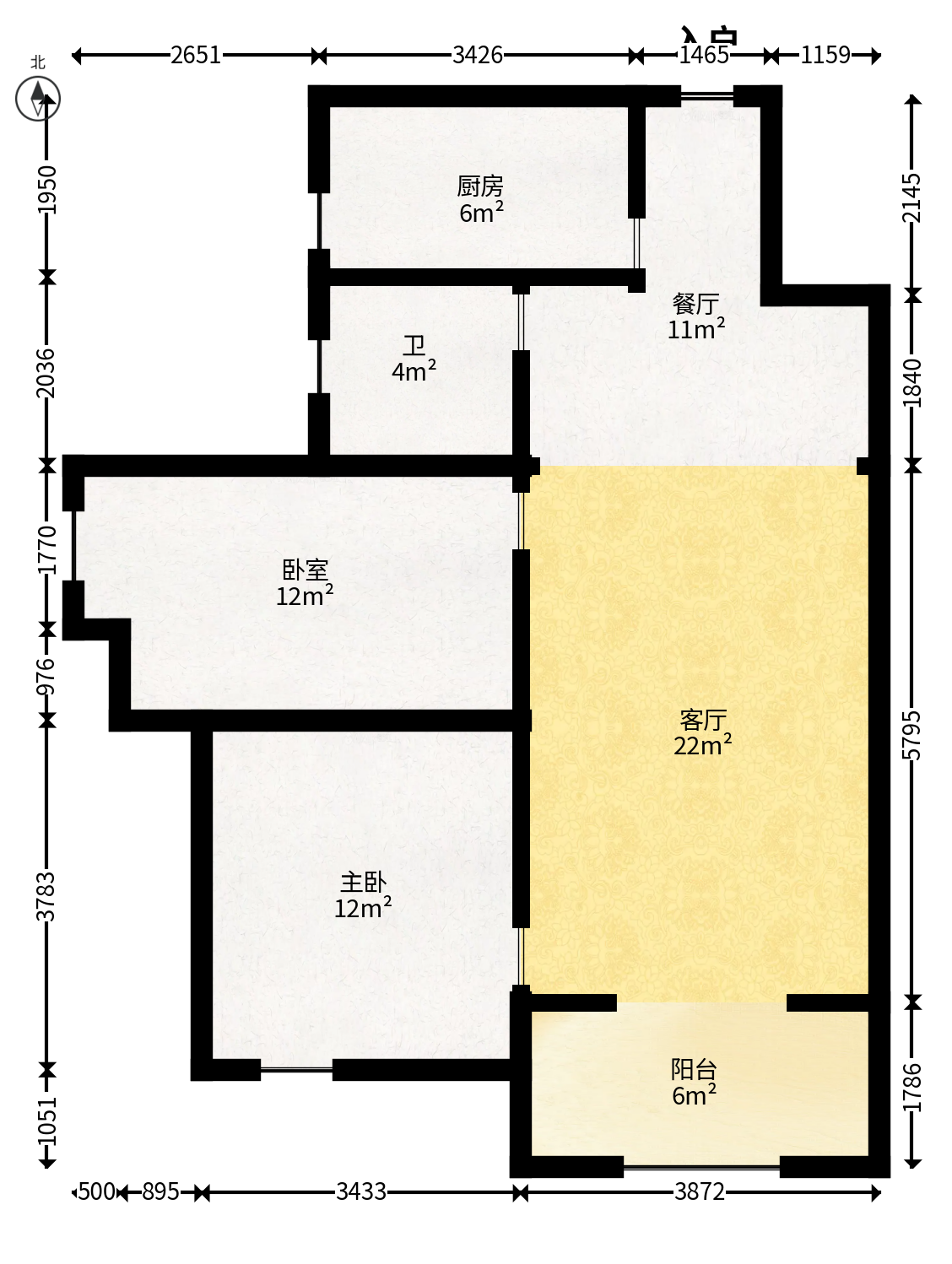 山水湾  2室2厅1卫   48.80万户型图