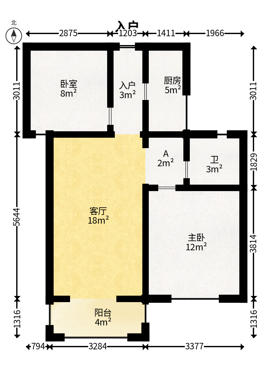荣盛花语城  2室2厅1卫   55.00万户型图