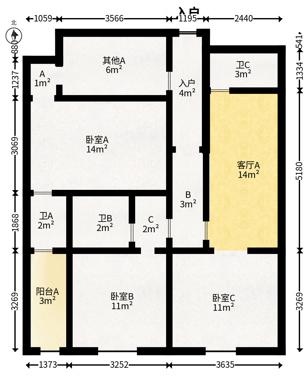 才子嘉都  1室1厅1卫   62.80万户型图