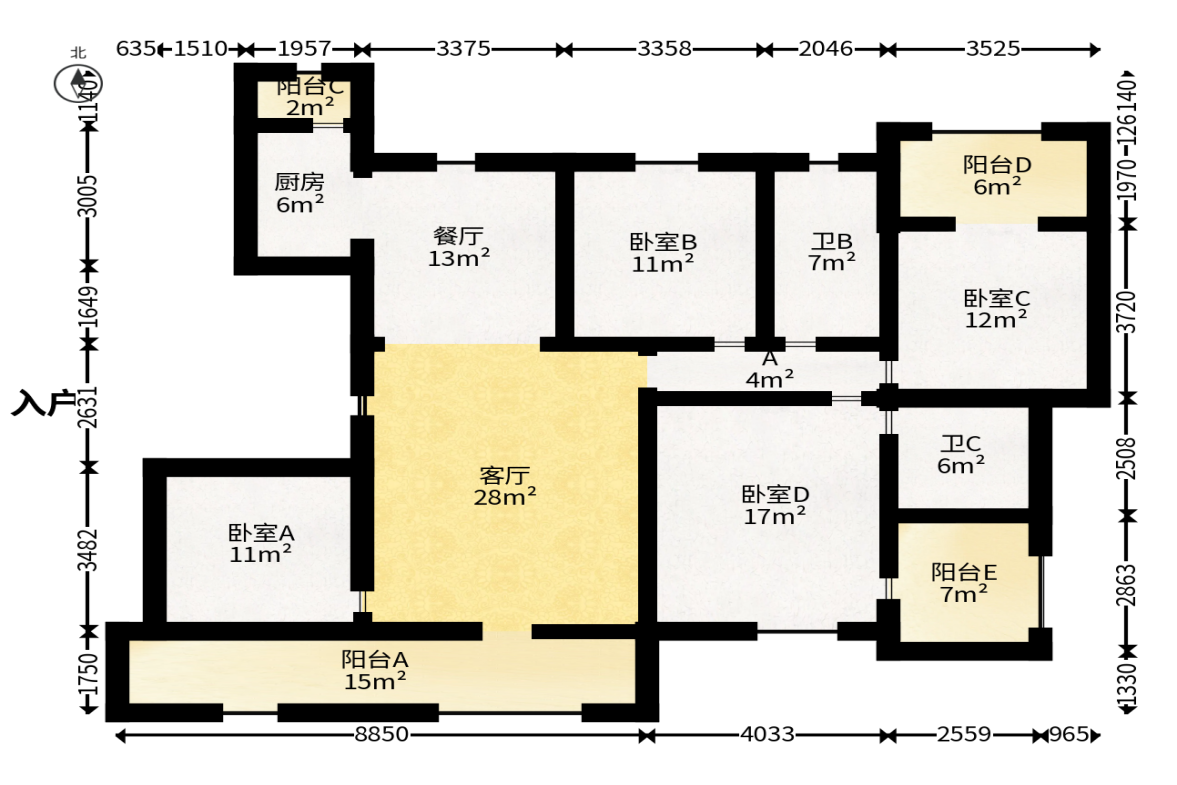 五矿万境园  4室2厅2卫   188.00万户型图