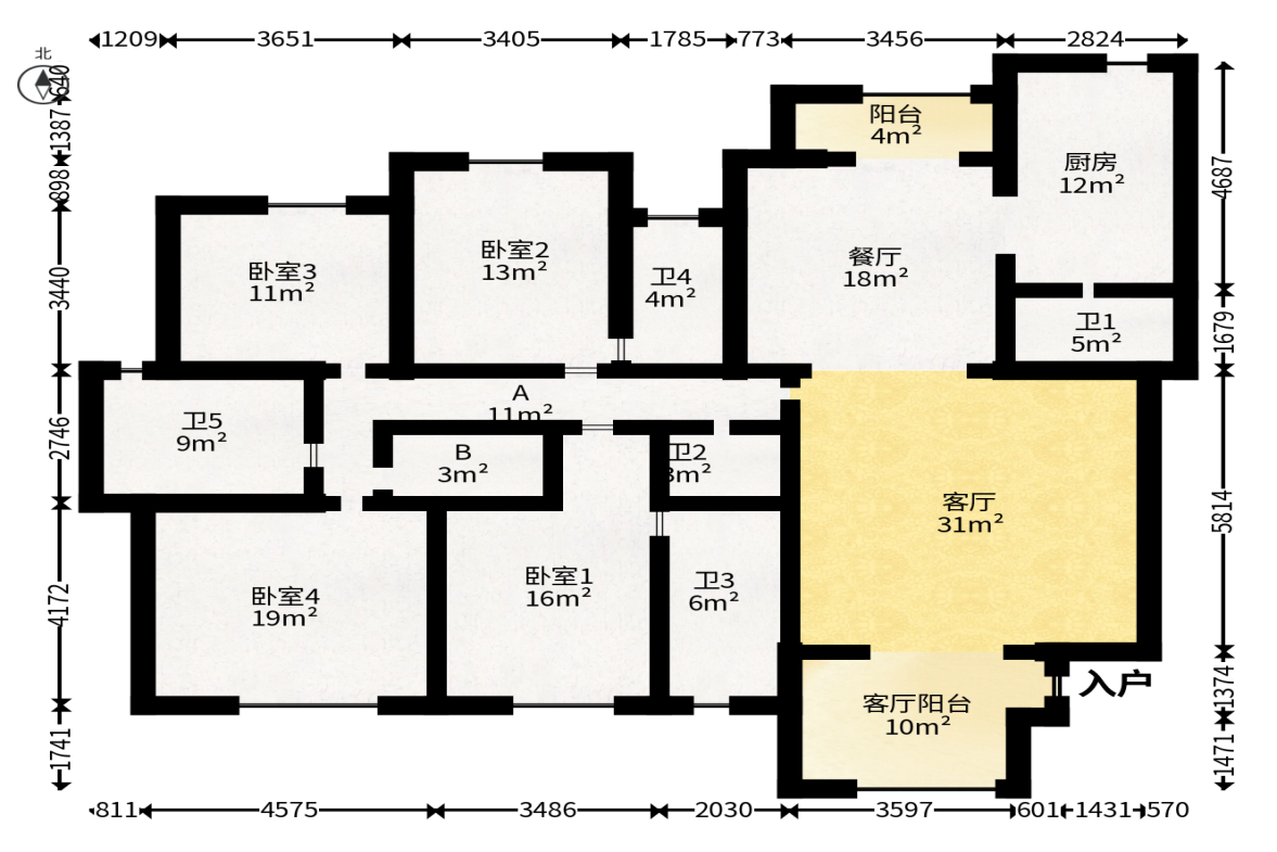 奥林匹克花园  4室2厅2卫   180.00万户型图