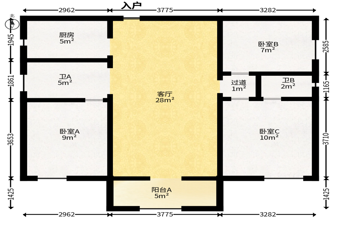 会展三润城  3室2厅2卫   58.00万户型图
