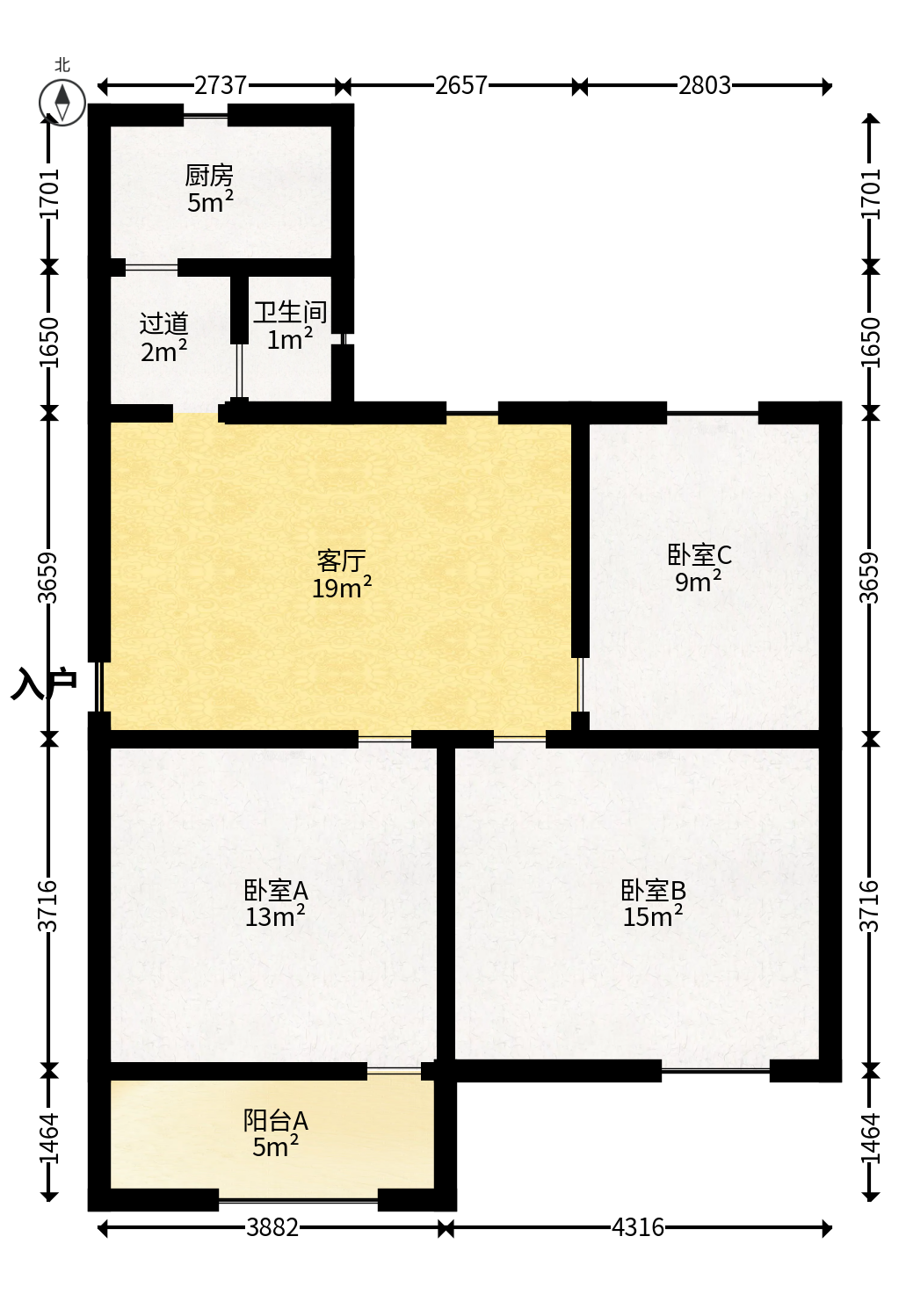 红旗社区  3室2厅1卫   48.80万户型图