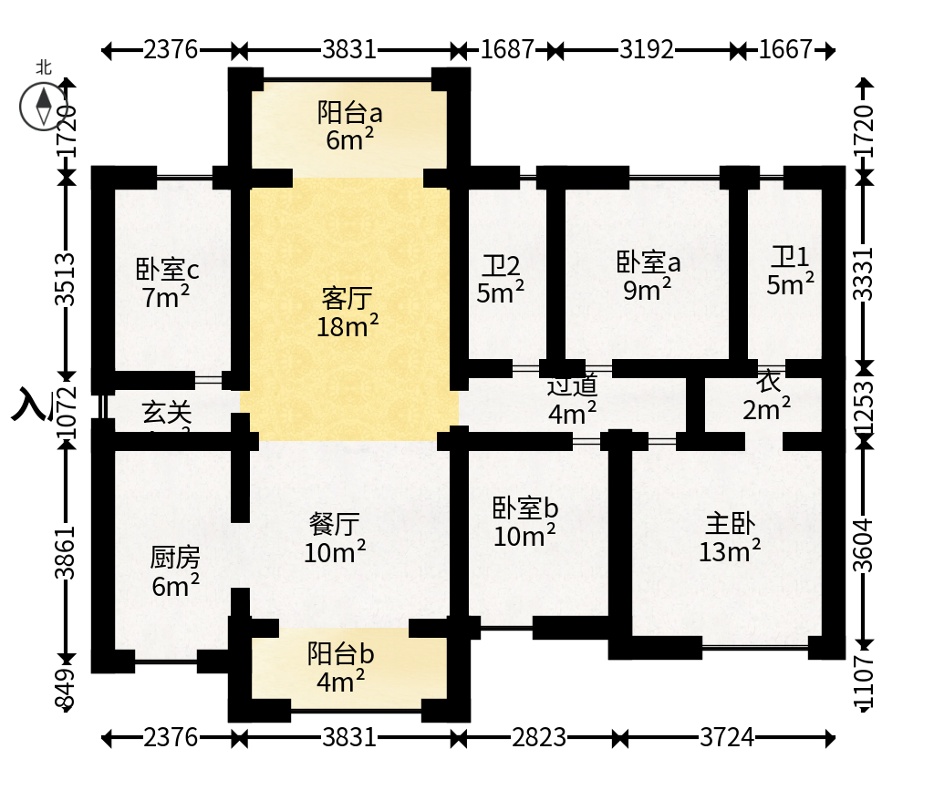 时代年华  4室2厅2卫   120.00万户型图