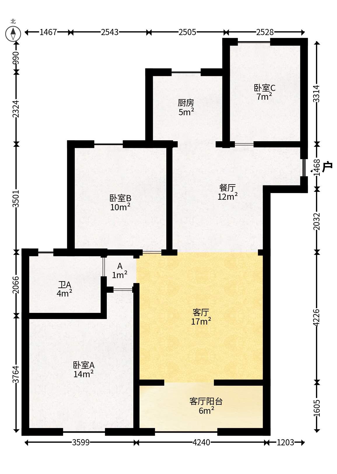 旭辉藏郡（藏郡、旭湘华府)  3室2厅1卫   260.00万户型图