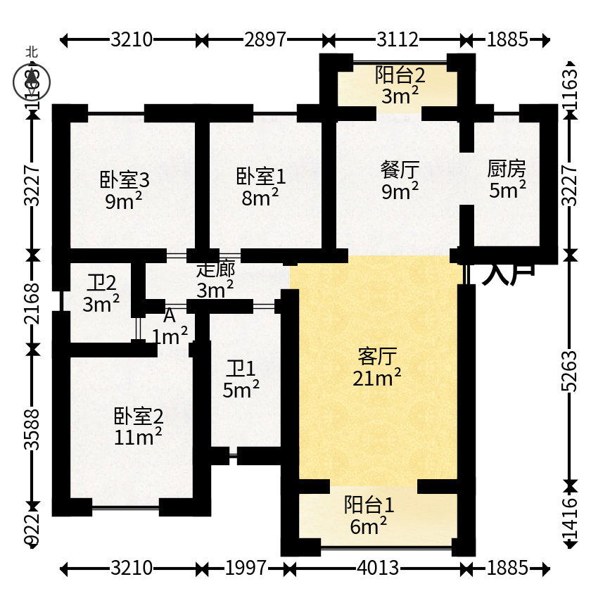 中国铁建18公馆（常青嘉苑）  3室2厅2卫   115.00万户型图