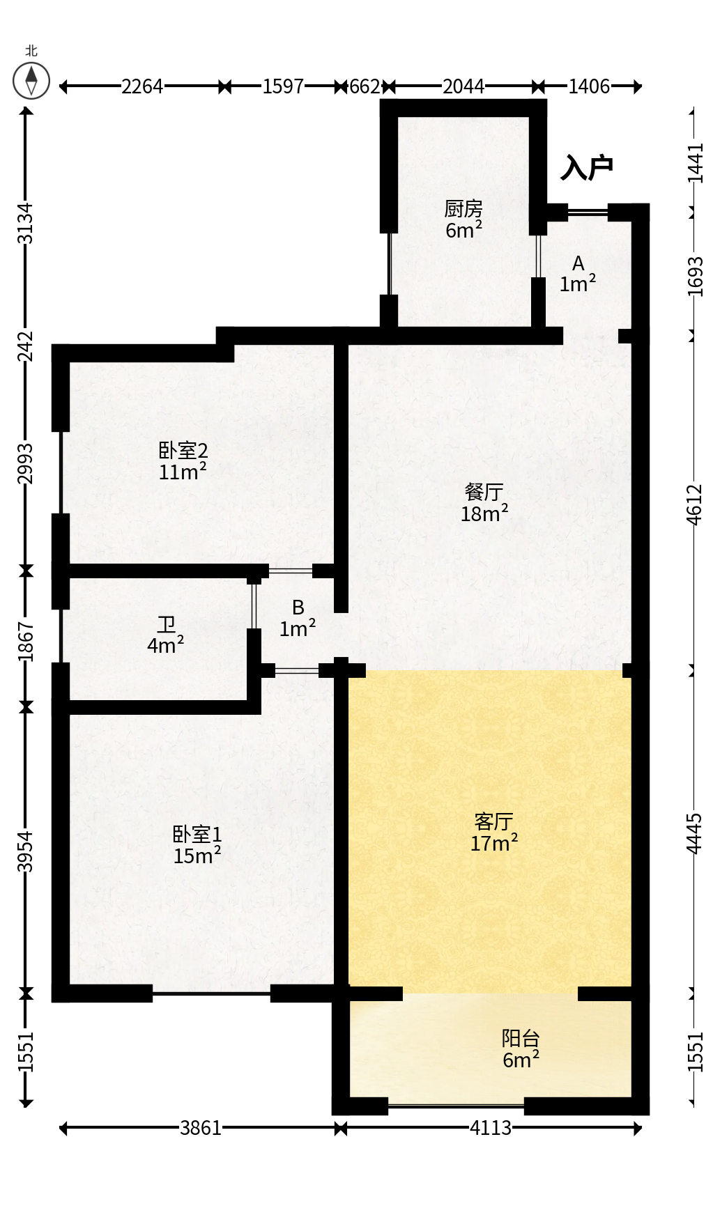 嘉盛华庭（一期、二期、三期）  2室2厅1卫   68.00万户型图